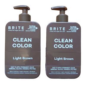 BRITE Clean Color Light Brown Hair Dye 2 Pack PPD-Free Salon Kit